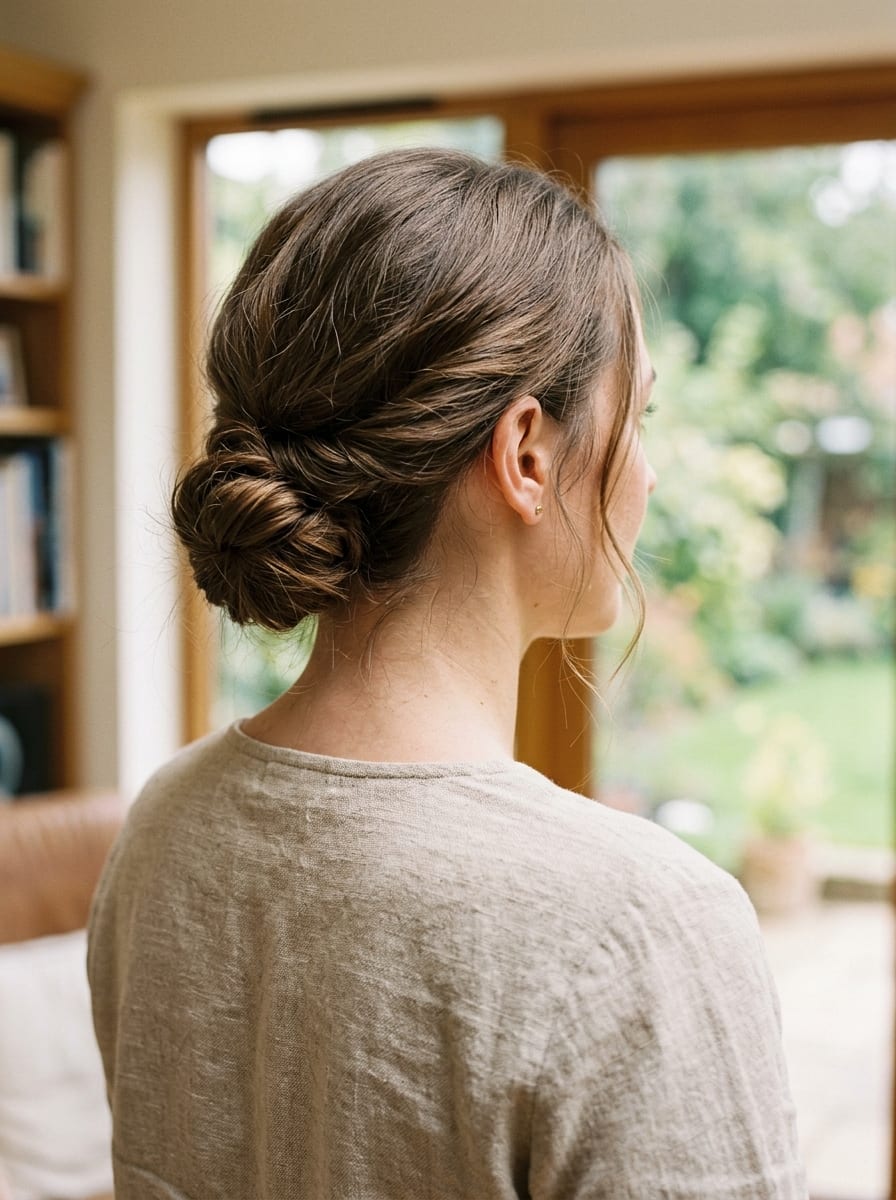 Seitlicher Low Bun - Dutt Frisur mittellang